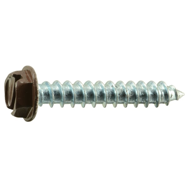 Midwest Fastener Sheet Metal Screw, #8 x 1 in, Painted Steel Flange Hex Head Slotted Drive, 30 PK 37983 - main